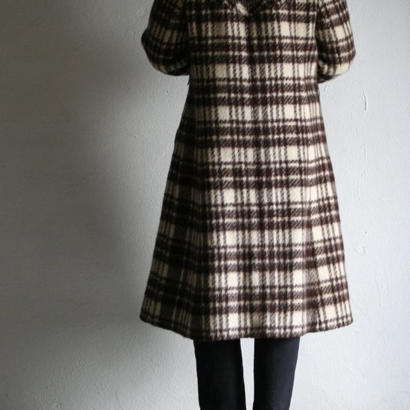 70s Brown Check Mohair Coat | Wool | Women - Picture 6 of 7
